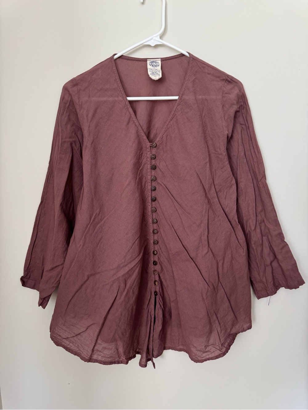 100% Cotton Button Down Mauve Blouse M
